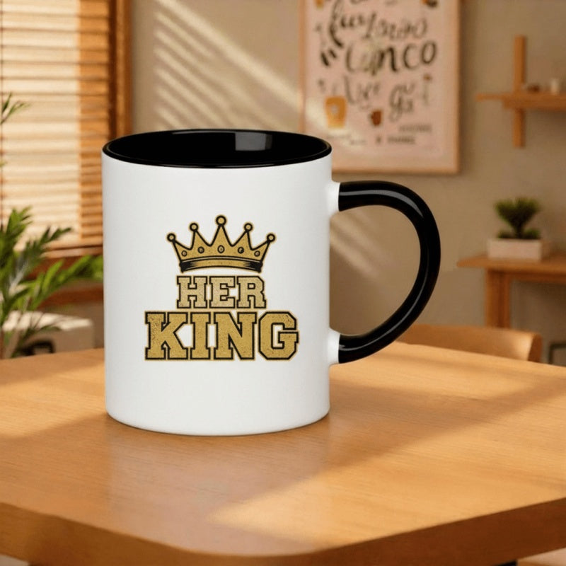 Tailorly Black Accent 11 oz Mug - 11oz matching couple coffee mug scratch resistant durable microwave safe themed anti slip base large handle