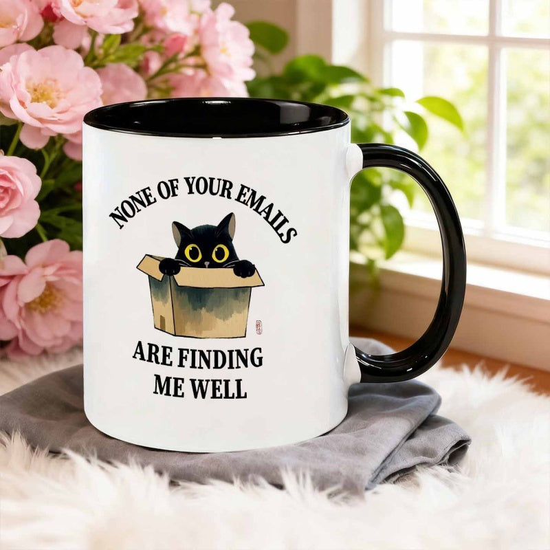 Tailorly Black Accent 11 oz Mug - black cat humorous art print