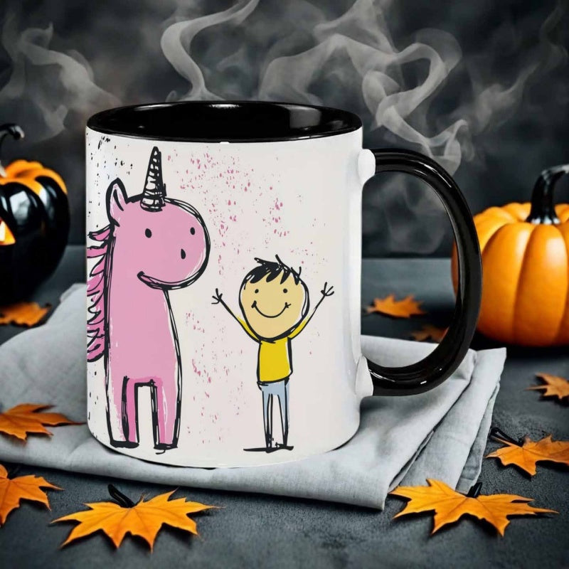 Tailorly Black Accent 11 oz Mug - graffiti style boy unicorn