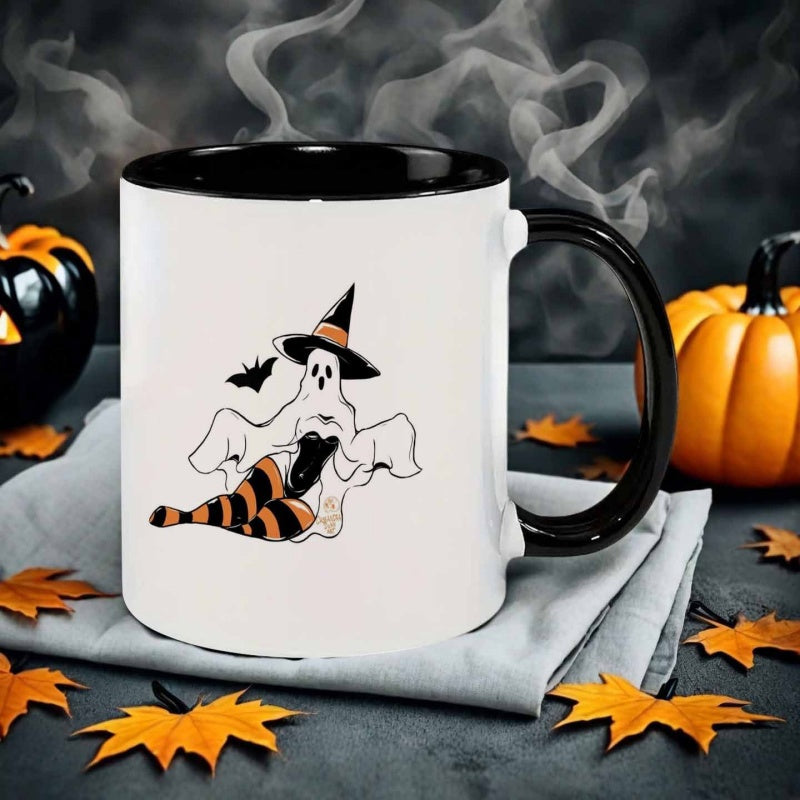 Tailorly Black Accent 11 oz Mug - cartoon style witch