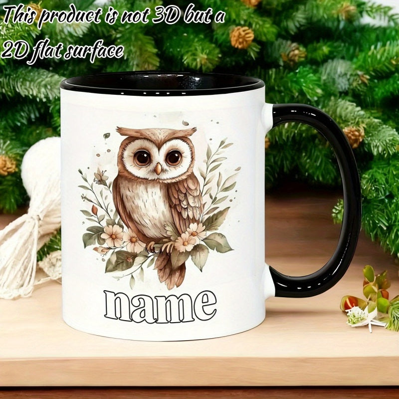 Tailorly Black Accent 11 oz Mug - owl cartoon anime watercolor style