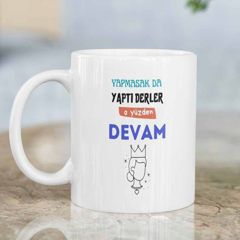 Tailorly White Ceramic 11 oz Mug - Minimalist Line Drawing Of A Royal Woman Wearing A Delicate Crown Mug