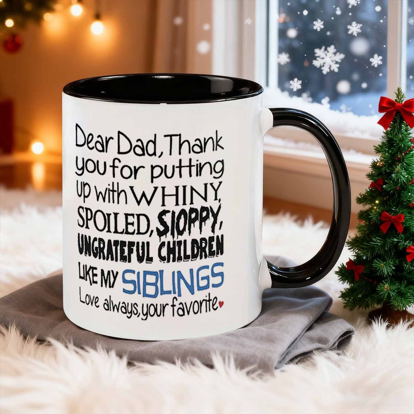 Tailorly Black Accent 11 oz Mug - 1pc 11 ounces father ceramic mug cup for coffee or water retains reusable dishwasher safe versatile great for fans