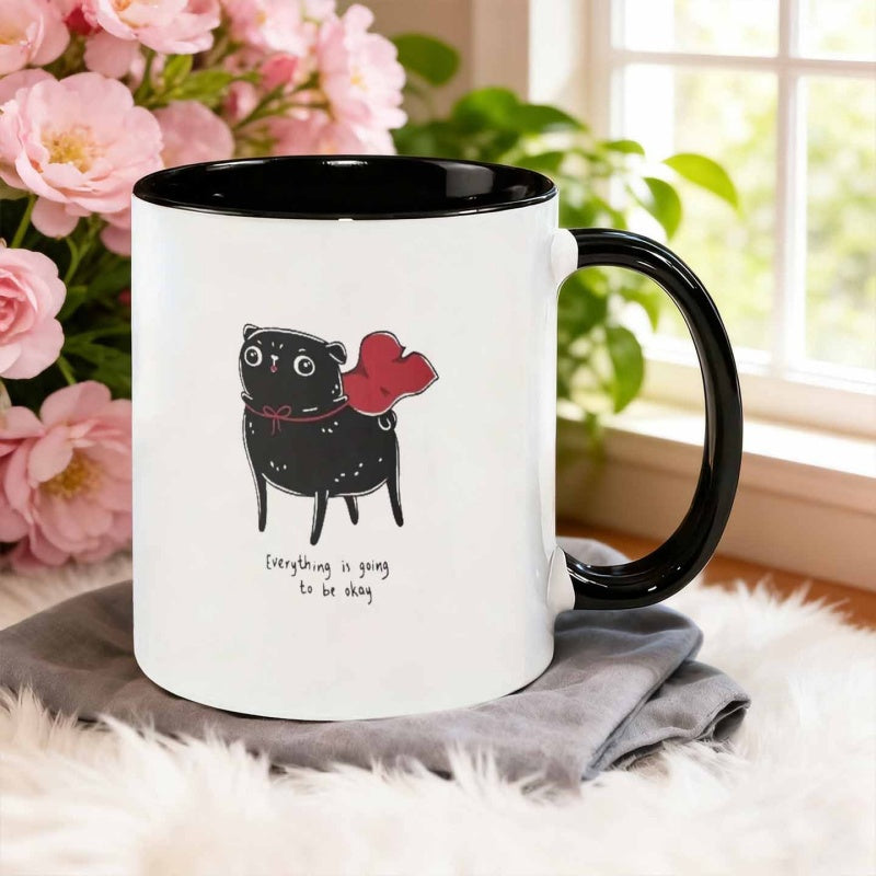 Tailorly Black Accent 11 oz Mug - easy pug design with warm messages
