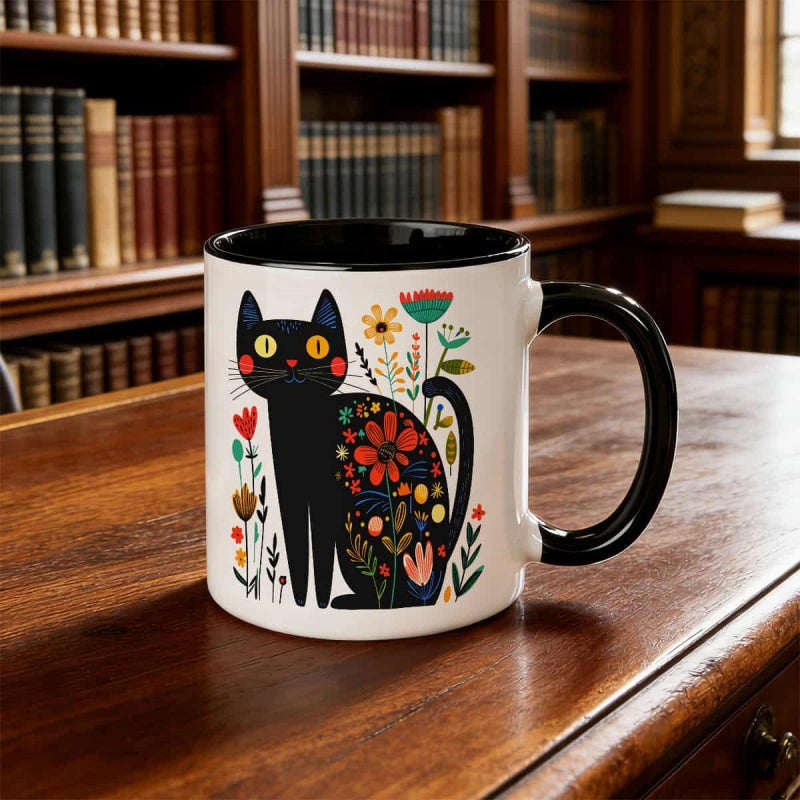 Tailorly Black Accent 11 oz Mug - black cat