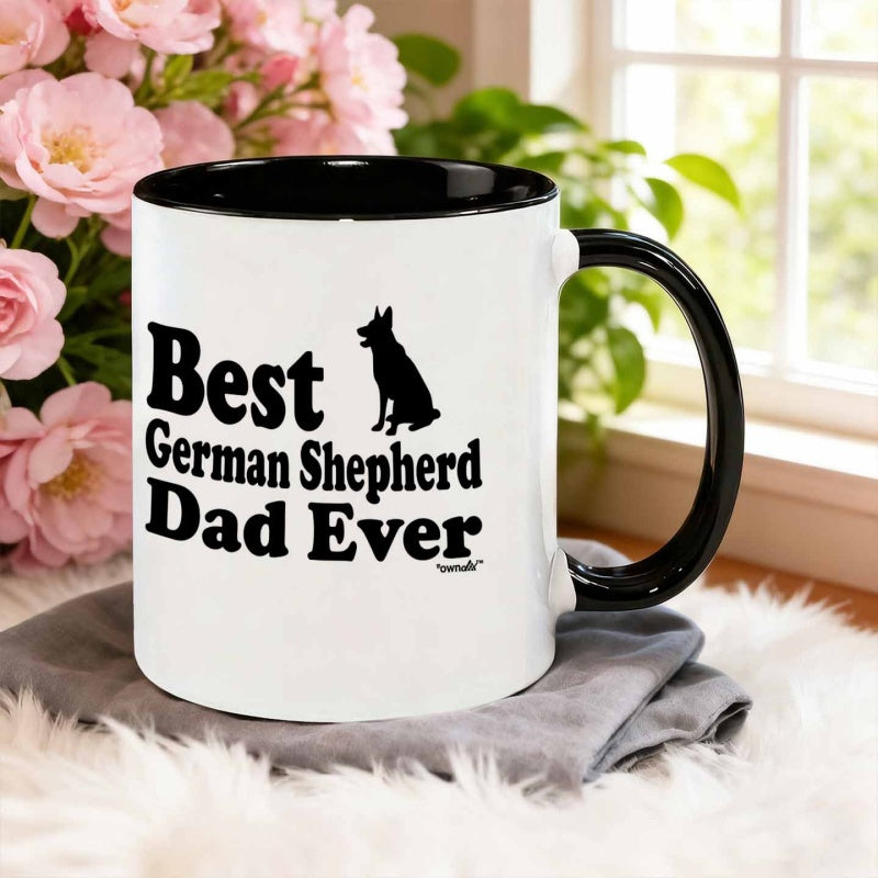 Tailorly Black Accent 11 oz Mug - silhouette style german shepherd dad