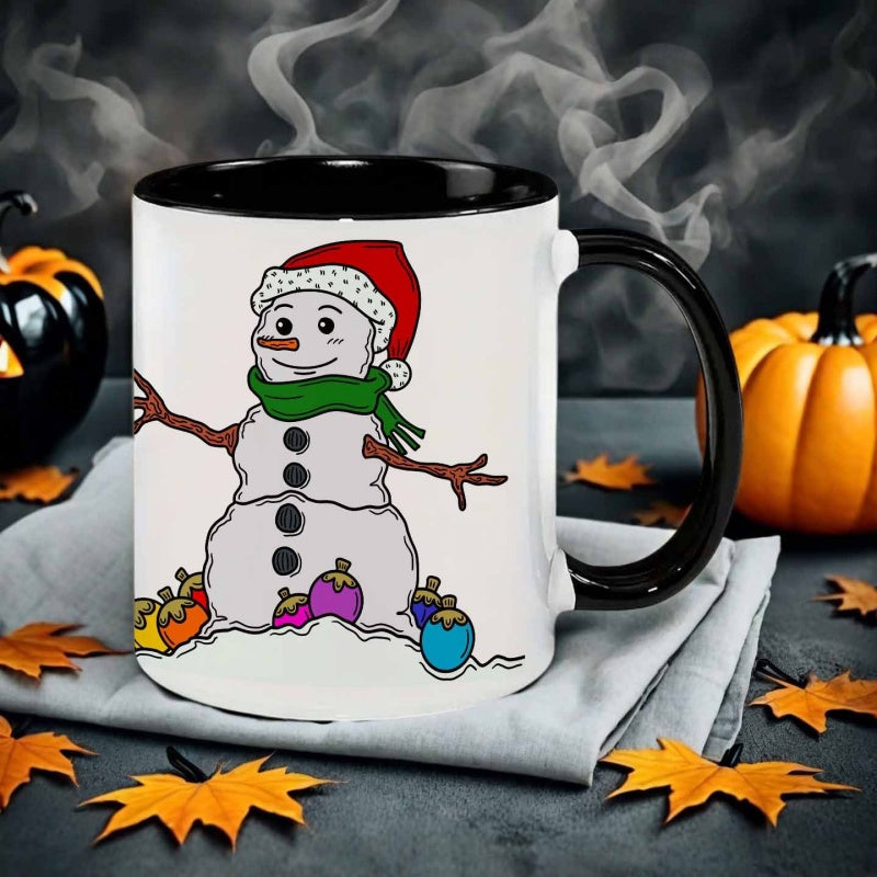 Tailorly Black Accent 11 oz Mug - colorful snowman