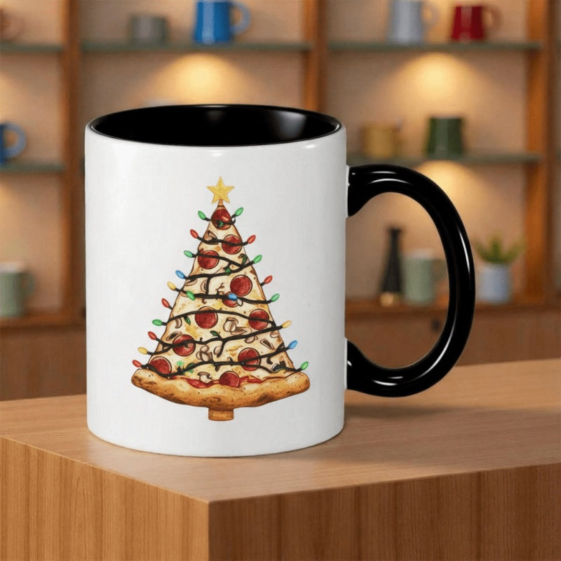 Tailorly Black Accent 11 oz Mug - christmas tree holiday