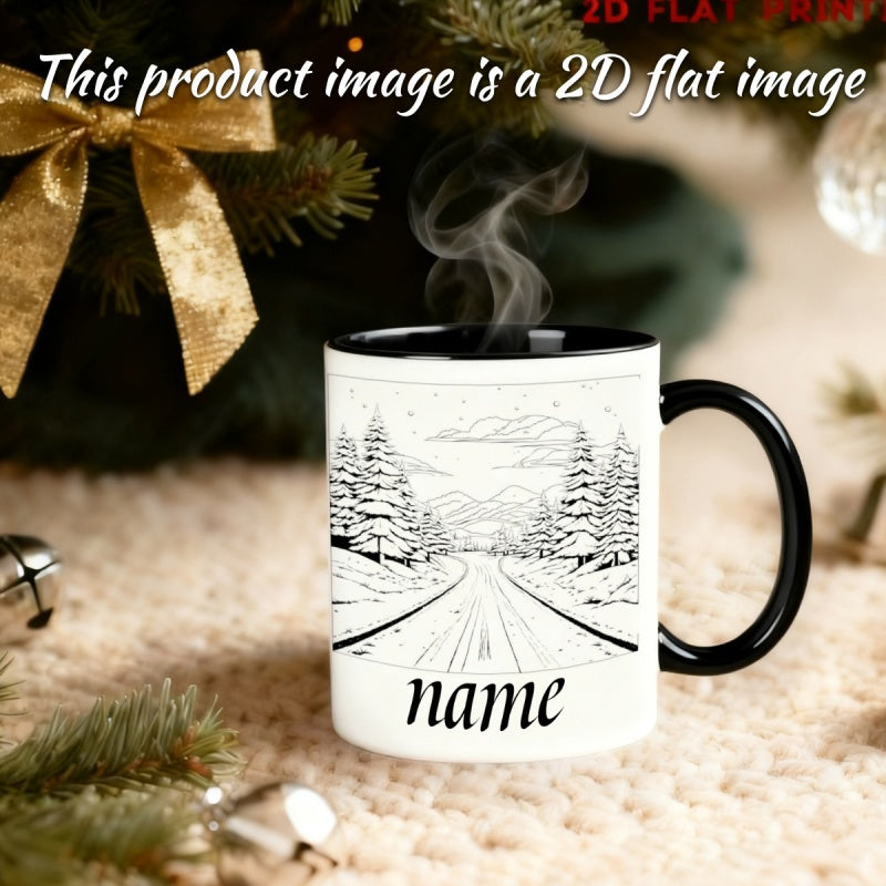 Tailorly Black Accent 11 oz Mug - black and white scenery cartoon anime person