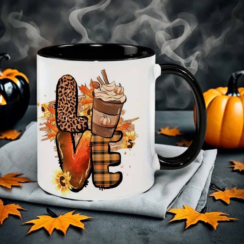 Tailorly Black Accent 11 oz Mug - love you in autumn