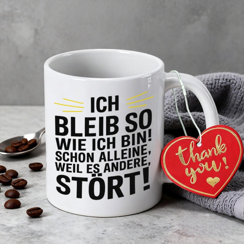 Tailorly White Ceramic 11 oz Mug - Thank You Minimalist White Ceramic Vessel With Bold Typography And Decorative Heart Mug