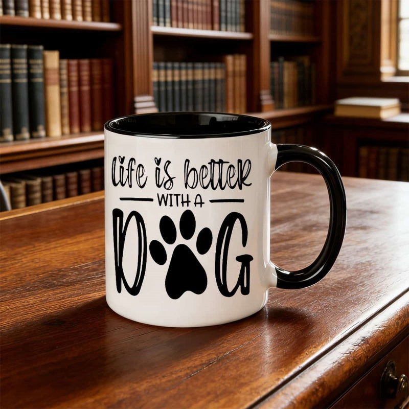 Tailorly Black Accent 11 oz Mug - dog themed
