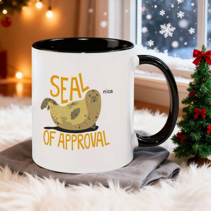 Tailorly Black Accent 11 oz Mug - 1pc 11oz very cute ceramic mug coffee cup water cup heat reusable dishwasher safe multi purpose suitable for