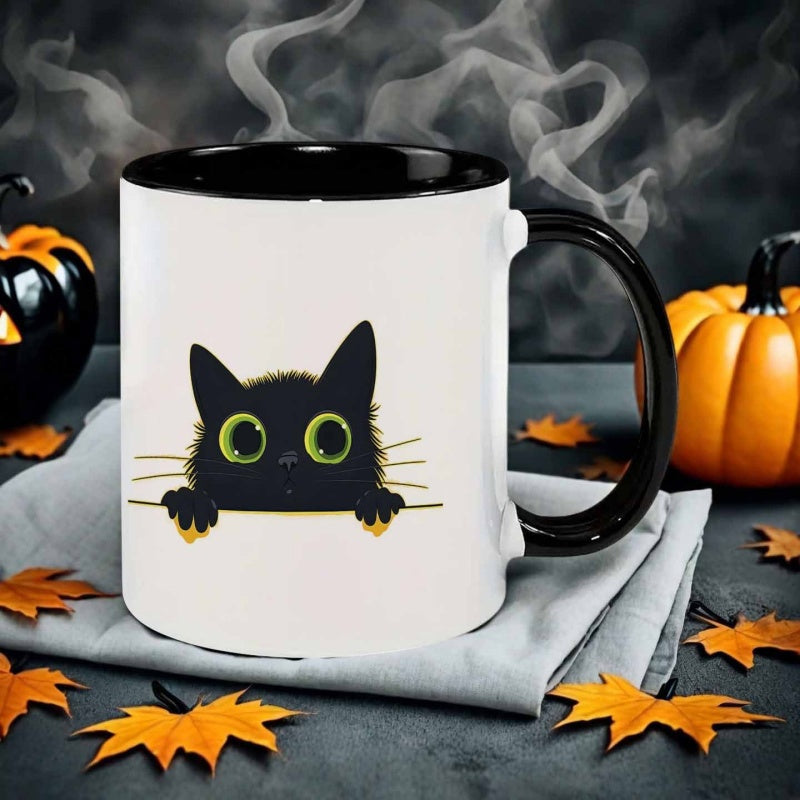 Tailorly Black Accent 11 oz Mug - adorable cartoon black cat