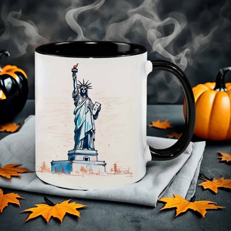 Tailorly Black Accent 11 oz Mug - sketch style statue