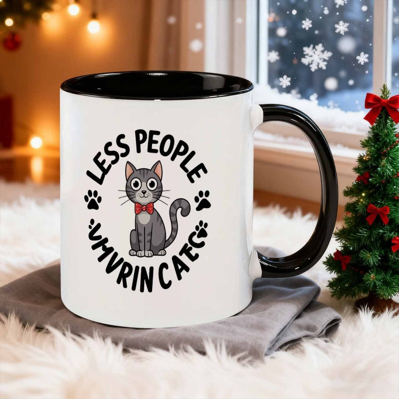 Tailorly Black Accent 11 oz Mug - fun slogan in cartoon style cat