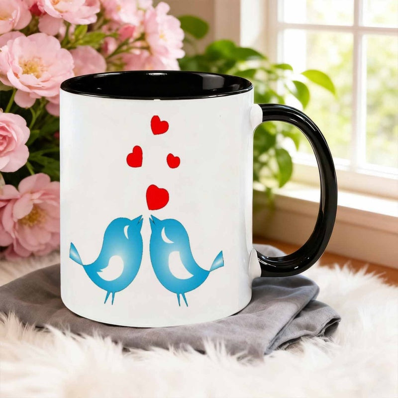 Tailorly Black Accent 11 oz Mug - minimalist cartoon style embracing coffee cup