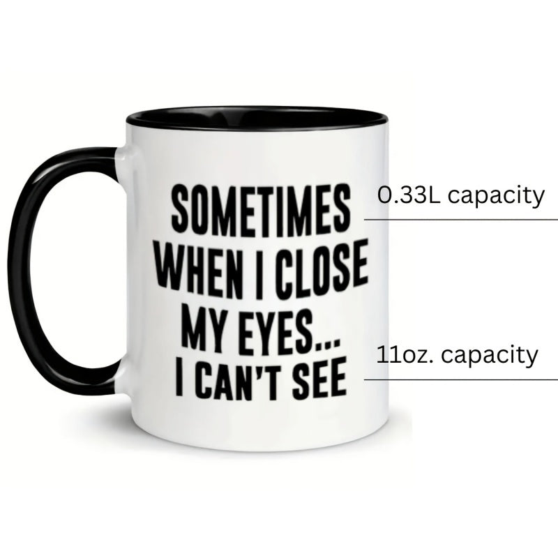 Tailorly Black Accent 11 oz Mug - 1pc humorous funny ceramic mug 11 oz black decorative coffee cup ideal for office birthday holiday wedding and labour