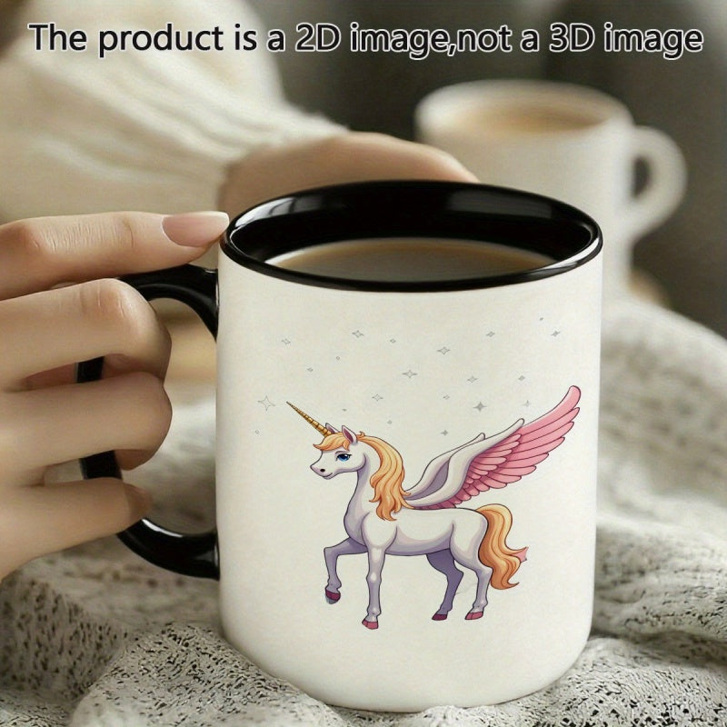 Tailorly Black Accent 11 oz Mug - cartoon style unicorn