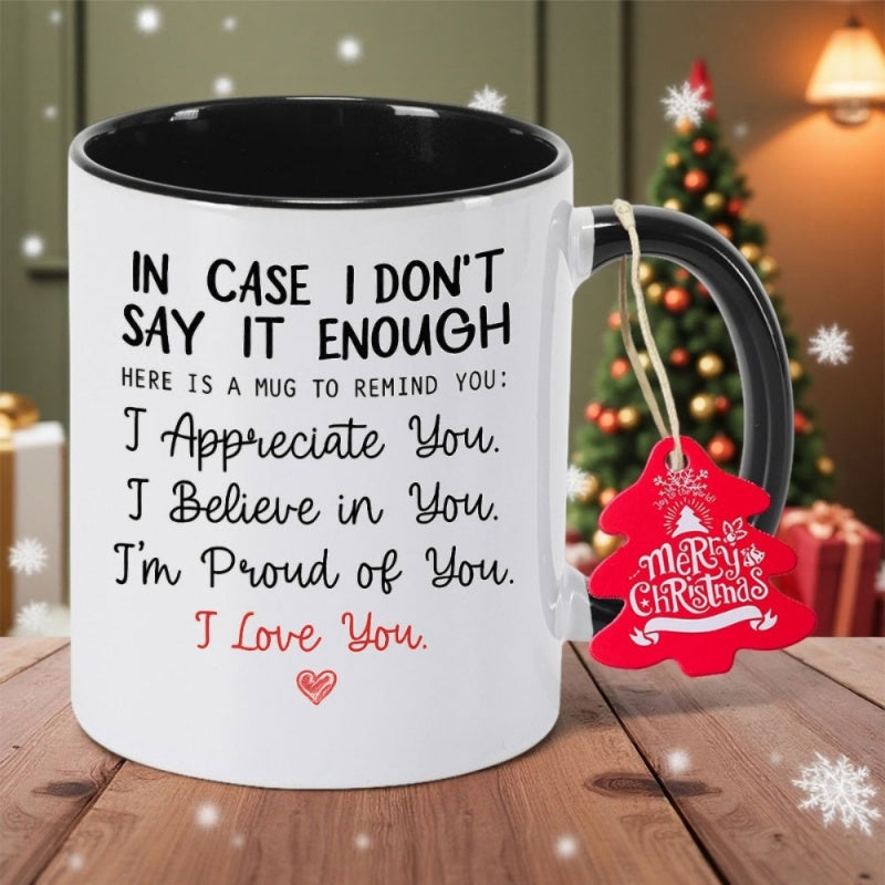Tailorly Black Accent 11 oz Mug - 1pc i mug ceramic cup with non slip hand wash only reusable drinkware for new year thanksgiving valentines