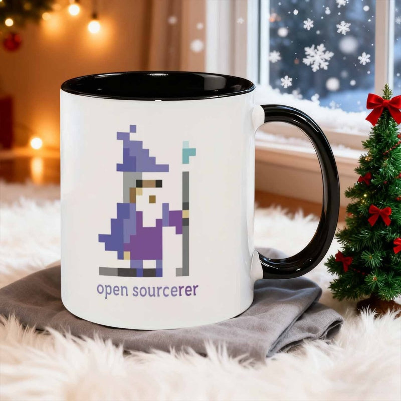 Tailorly Black Accent 11 oz Mug - wizard pixel style