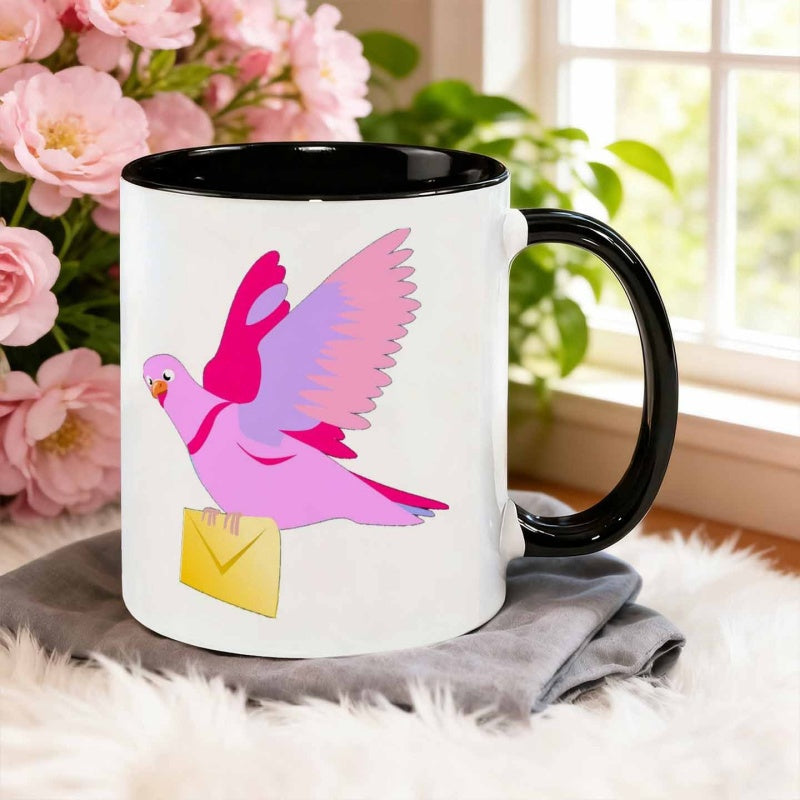 Tailorly Black Accent 11 oz Mug - pink pigeon