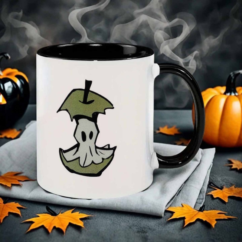 Tailorly Black Accent 11 oz Mug - cartoon style ghost