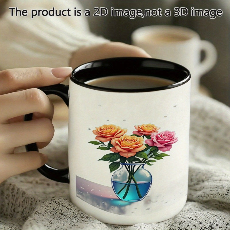 Tailorly Black Accent 11 oz Mug - white rose