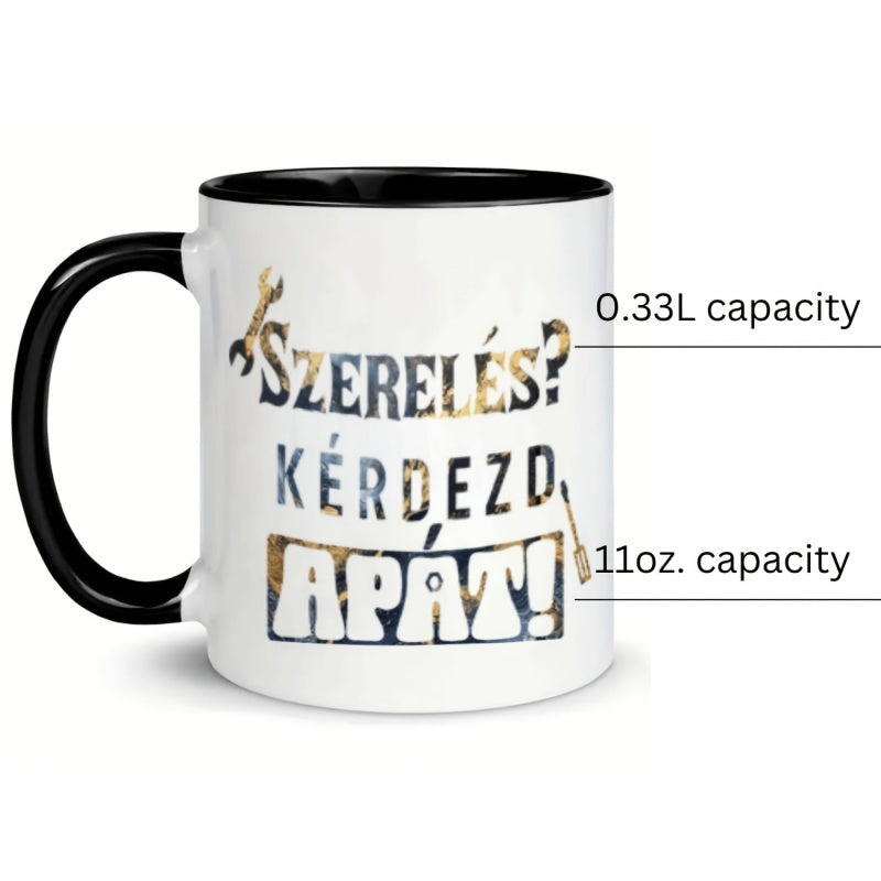 Tailorly Black Accent 11 oz Mug - wrench text funny