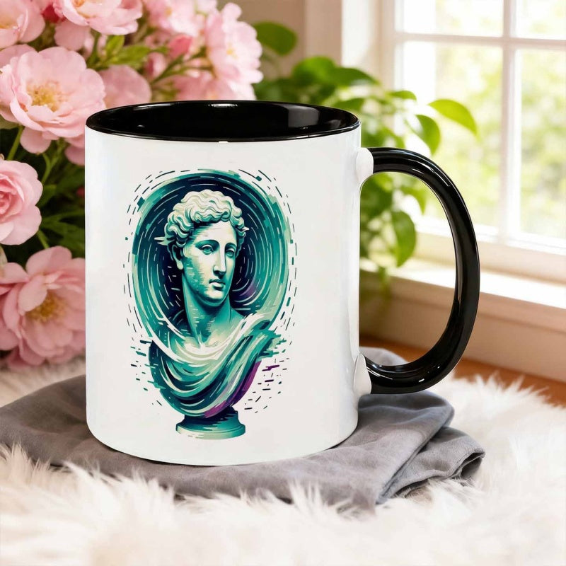 Tailorly Black Accent 11 oz Mug - cyberpunk classic statue art print