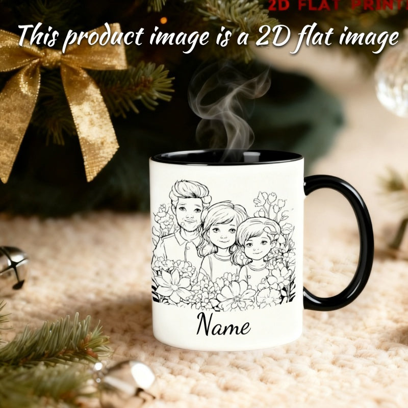 Tailorly Black Accent 11 oz Mug - cartoon style flower cartoon anime name text
