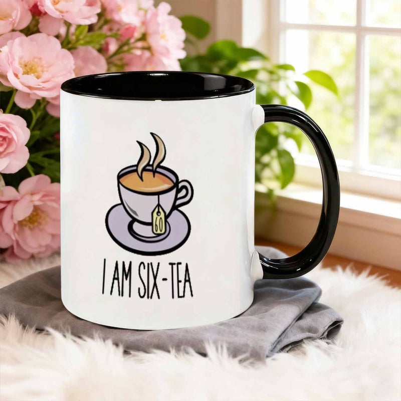 Tailorly Black Accent 11 oz Mug - cartoon style humorous illustration