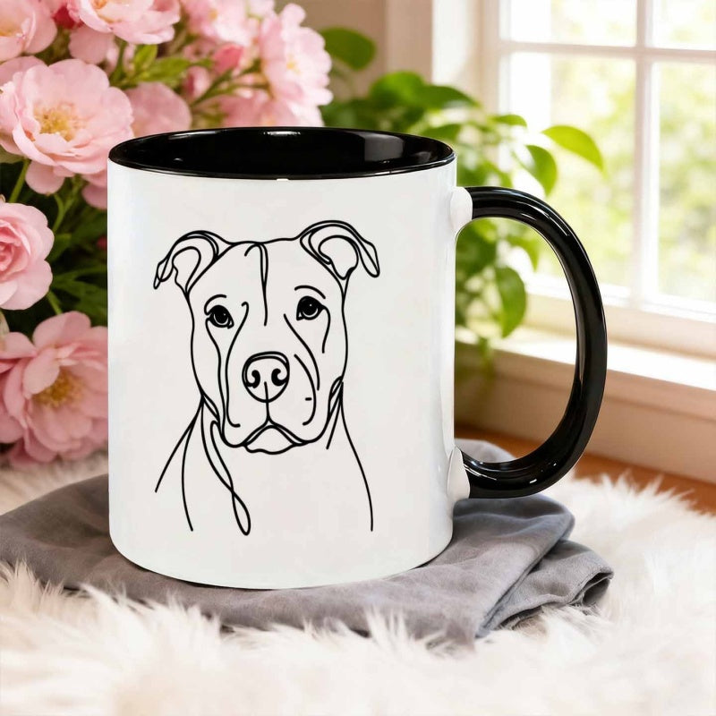 Tailorly Black Accent 11 oz Mug - pitbull head