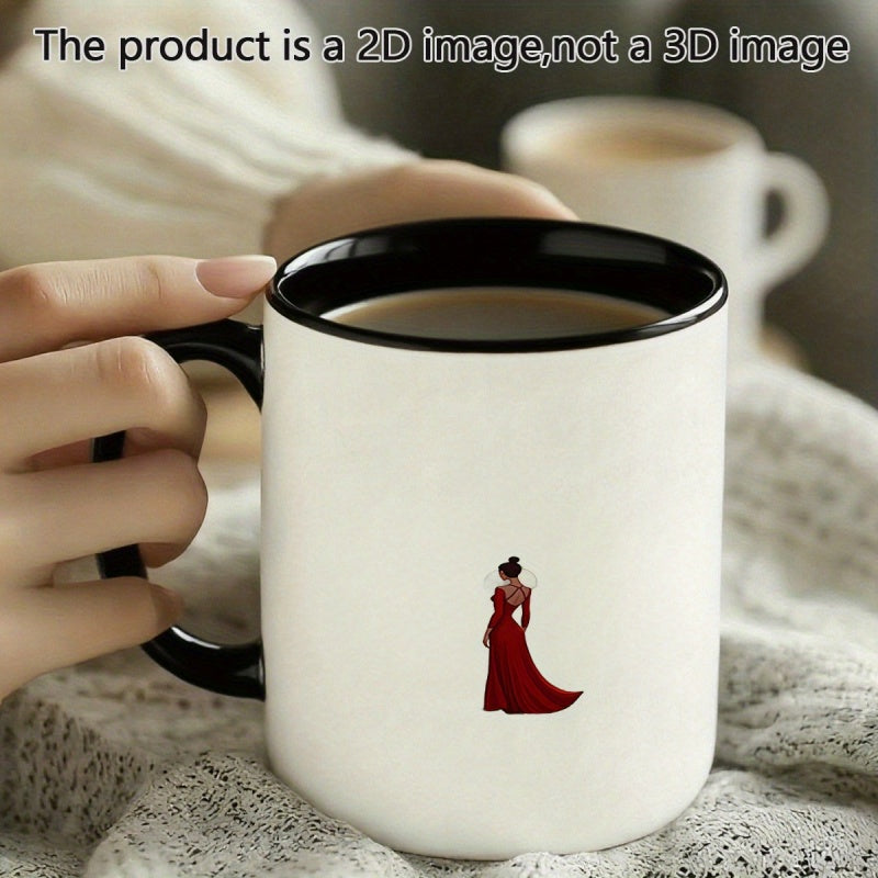 Tailorly Black Accent 11 oz Mug - red dress themed illustration