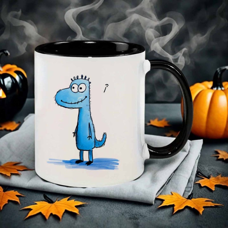 Tailorly Black Accent 11 oz Mug - 1pc 11 ounces in watercolor style ceramic mug cup for coffee or water with heat reusable dishwasher safe and