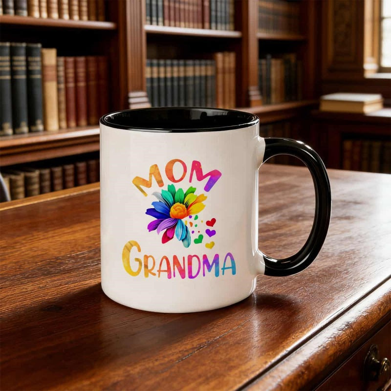 Tailorly Black Accent 11 oz Mug - colorful mom grandma text