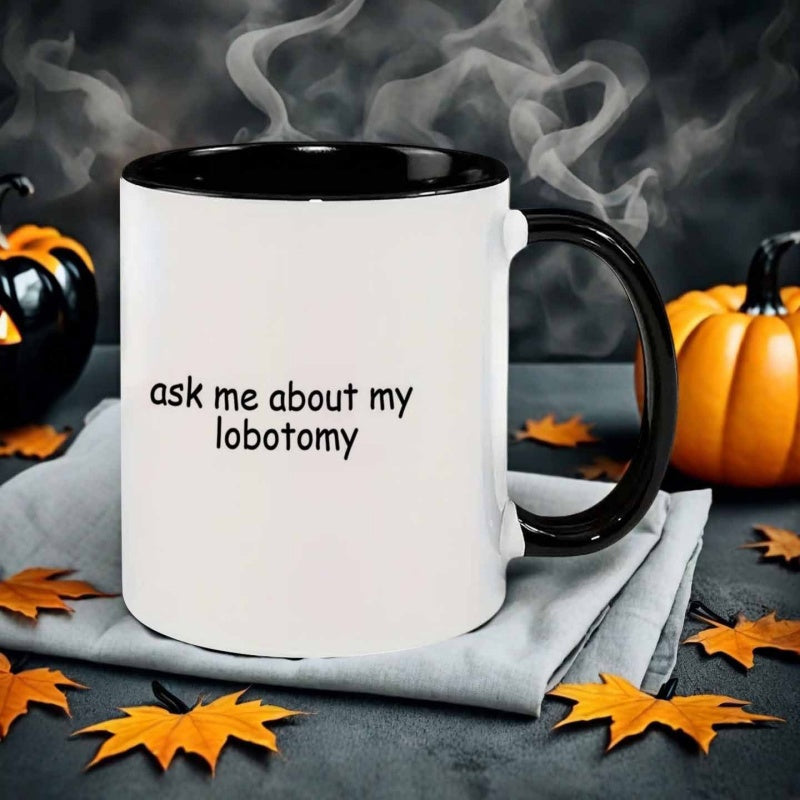 Tailorly Black Accent 11 oz Mug - lobotomy illustration
