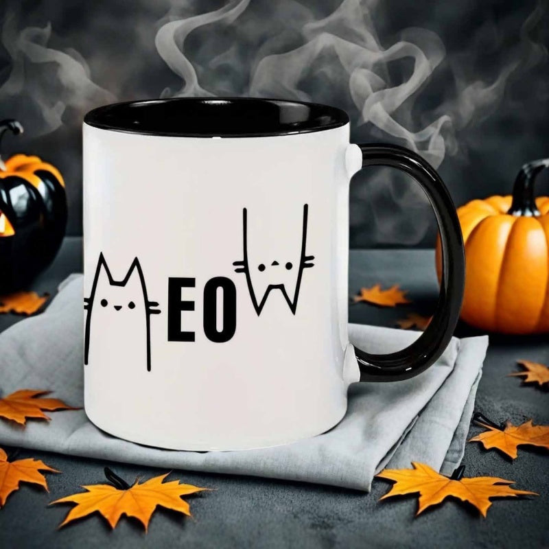 Tailorly Black Accent 11 oz Mug - minimalist style cat text