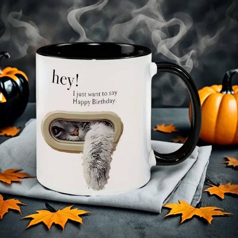 Tailorly Black Accent 11 oz Mug - cat greeting card