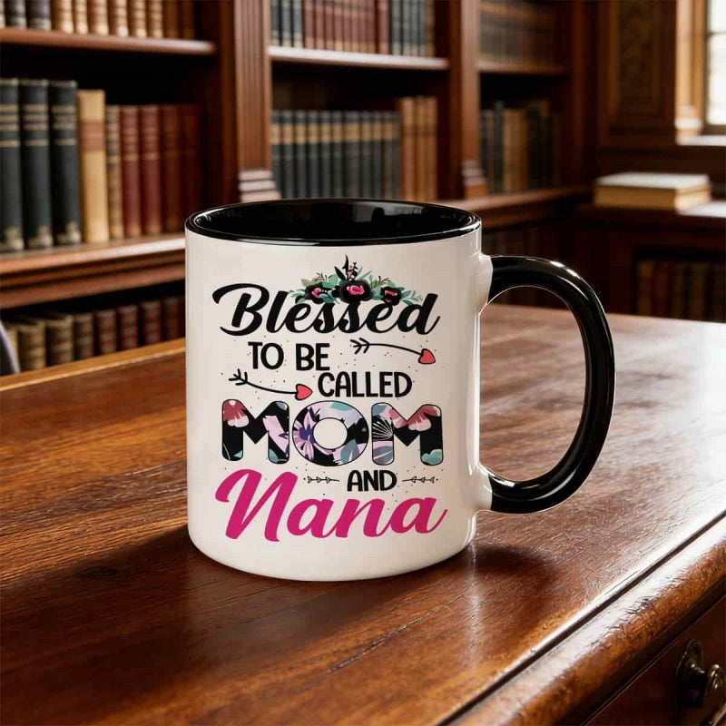 Tailorly Black Accent 11 oz Mug - 1pc ceramic coffee mug suitable for mom gifts pink purple with rim glossy for hot drinks present for mothers