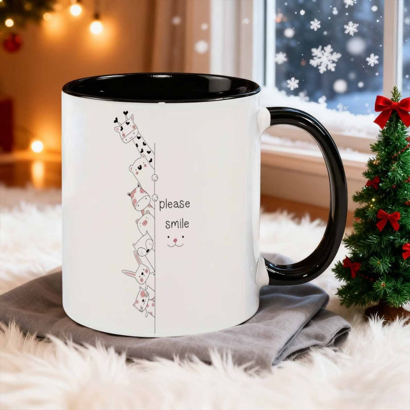Tailorly Black Accent 11 oz Mug - please smile