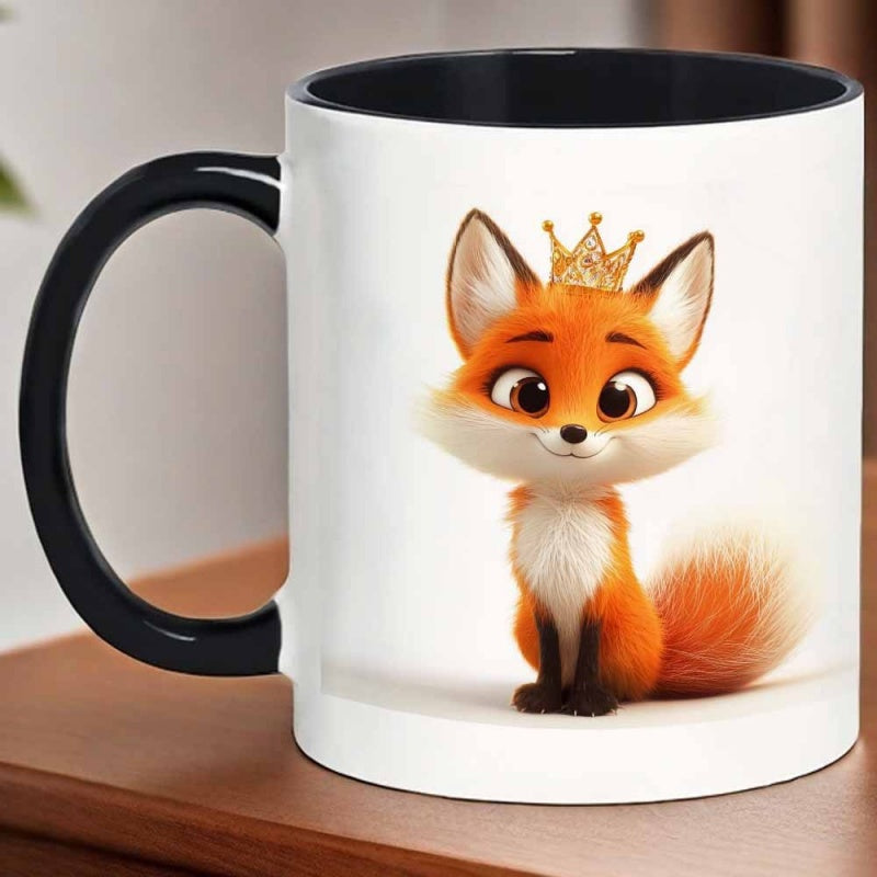 Tailorly Black Accent 11 oz Mug - cartoon fox