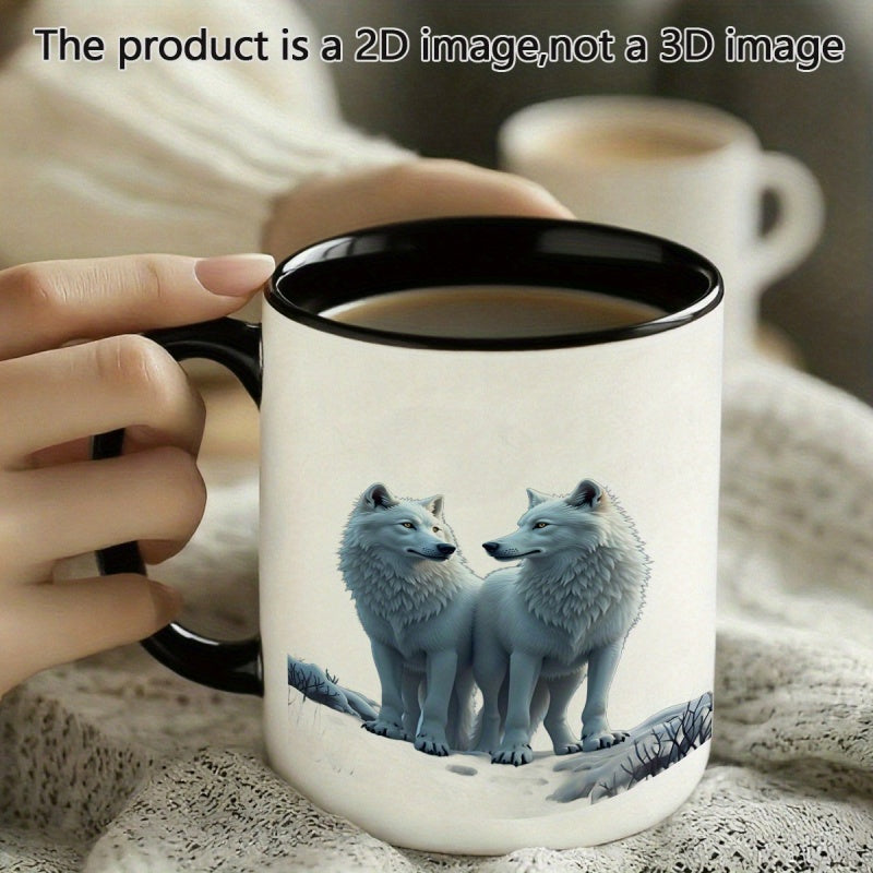 Tailorly Black Accent 11 oz Mug - arctic wolf cute illustration