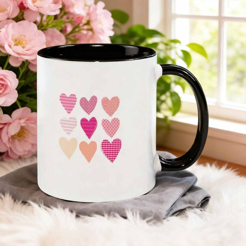 Tailorly Black Accent 11 oz Mug - patterned love