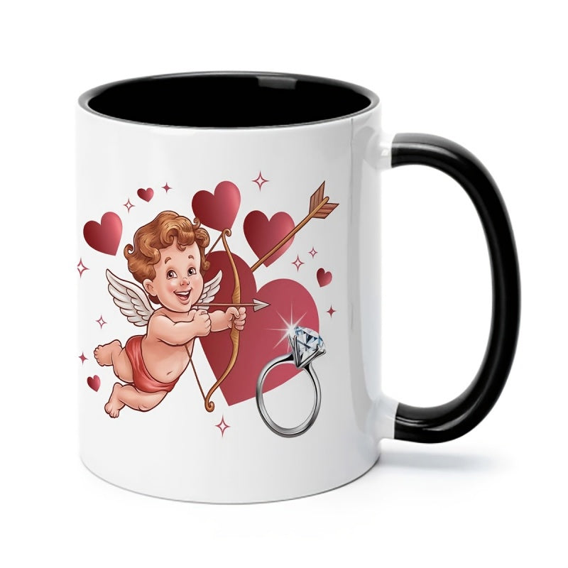 Tailorly Black Accent 11 oz Mug - cupid hearts