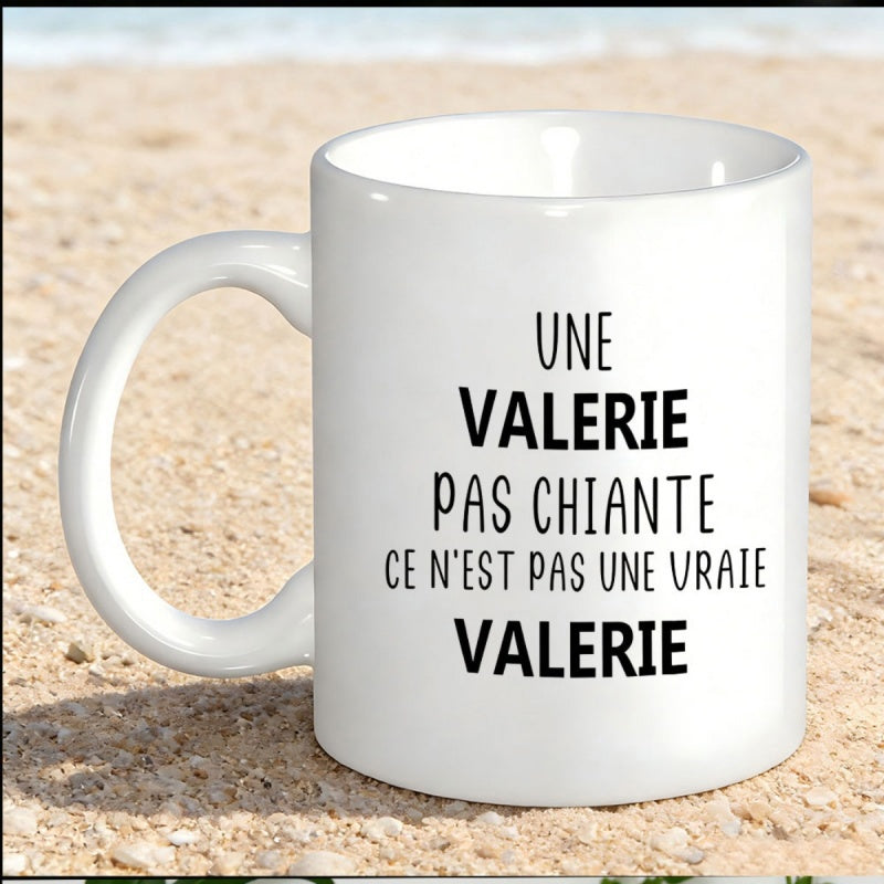Tailorly White Ceramic 11 oz Mug - Classic White Ceramic Coffee Container Sitting On A Sandy Beach Mug