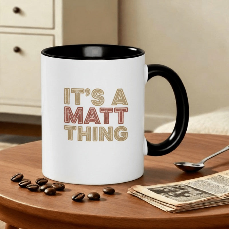 Tailorly Black Accent 11 oz Mug - funny coffee mug for matt