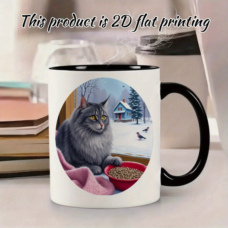 Tailorly Black Accent 11 oz Mug - 1pc cute and durable 11oz printed durable ceramic christmas halloween birthday gifts anniversary gifts