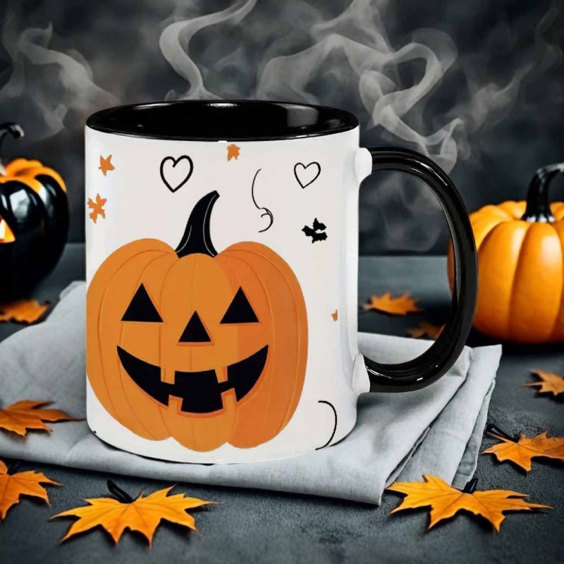 Tailorly Black Accent 11 oz Mug - halloween pumpkin