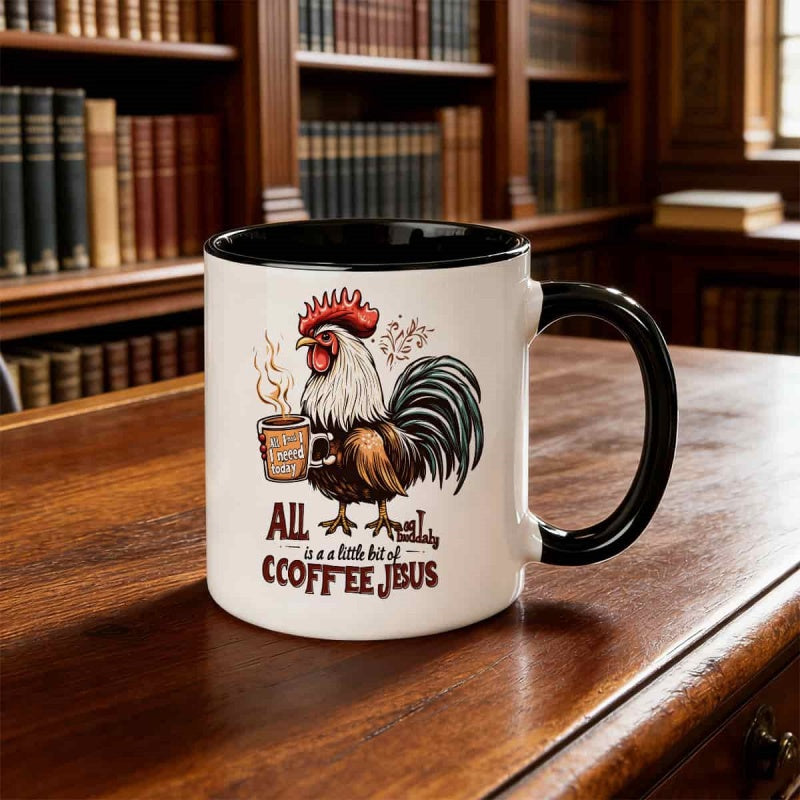 Tailorly Black Accent 11 oz Mug - humorous rooster is love quote